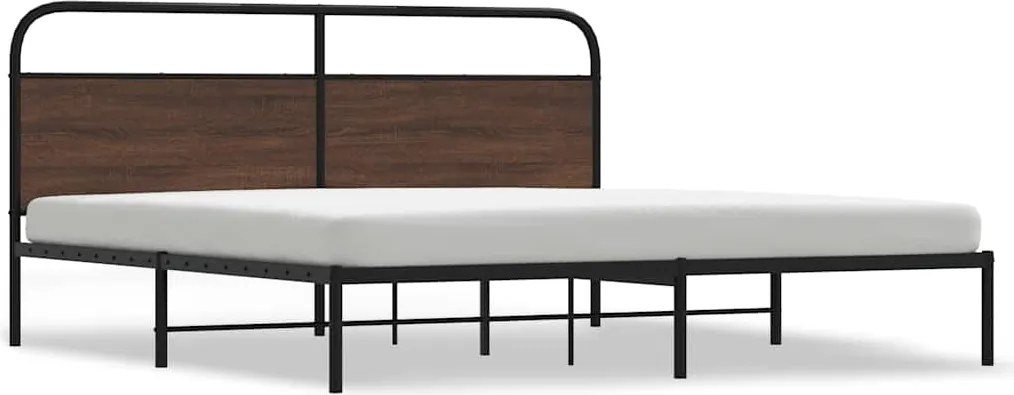vidaXL barna tölgy színű fém ágykeret matrac nélkül 180 x 200 cm
