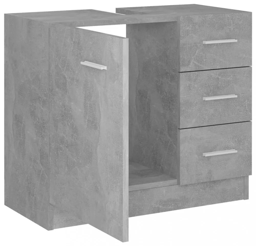 betonszürke szerelt fa mosdószekrény 63 x 30 x 54 cm