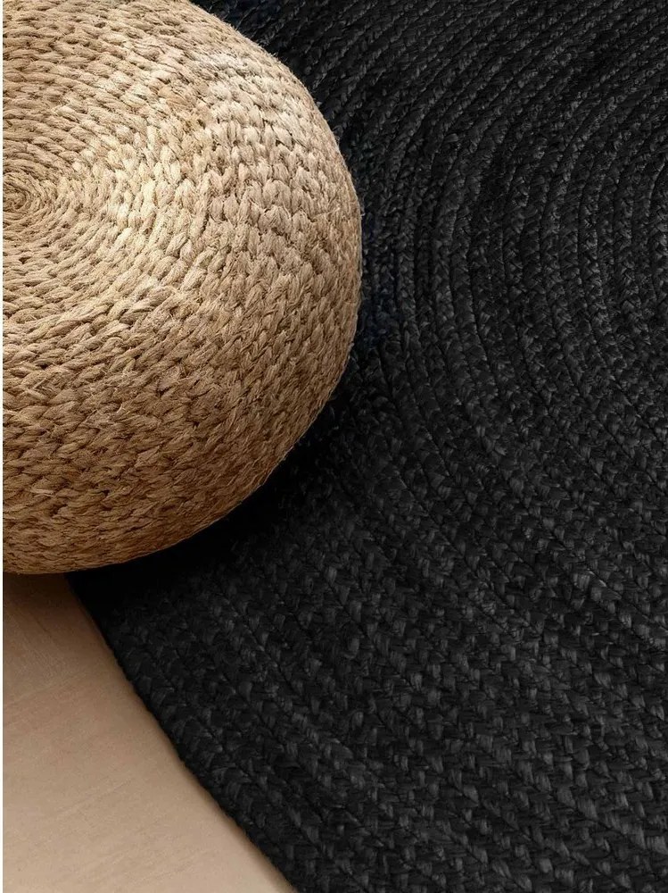 Fekete kétoldalas-kézi szövésű juta szőnyeg 160x230 cm Braided – Hanse Home