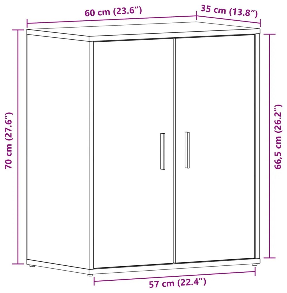 vidaXL Cipőszekrény Fekete Tölgy 60x35x70 cm Műgyanta