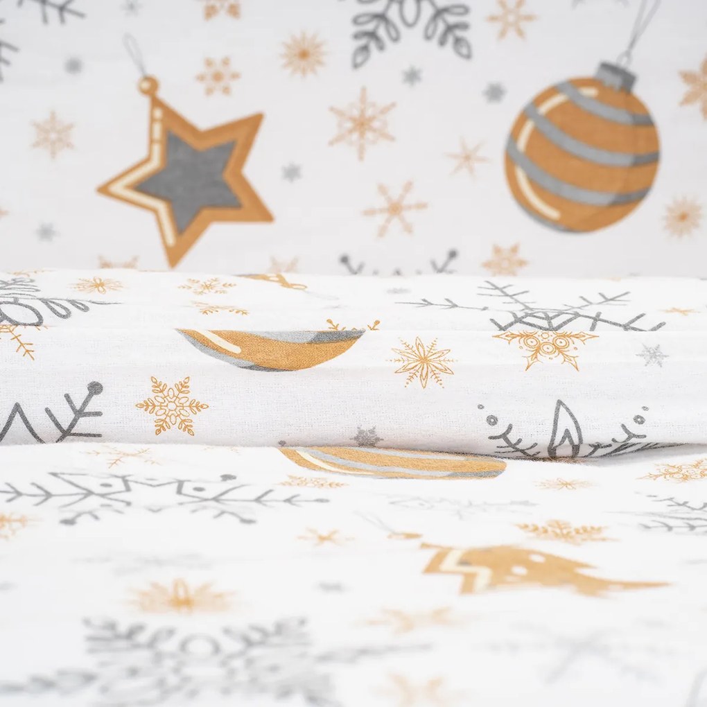 4Home Flanel ágynemű Golden Xmas Night, 220 x 200cm, 2 db 70 x 90 cm, 220 x 200 cm, 2 db 70 x 90 cm