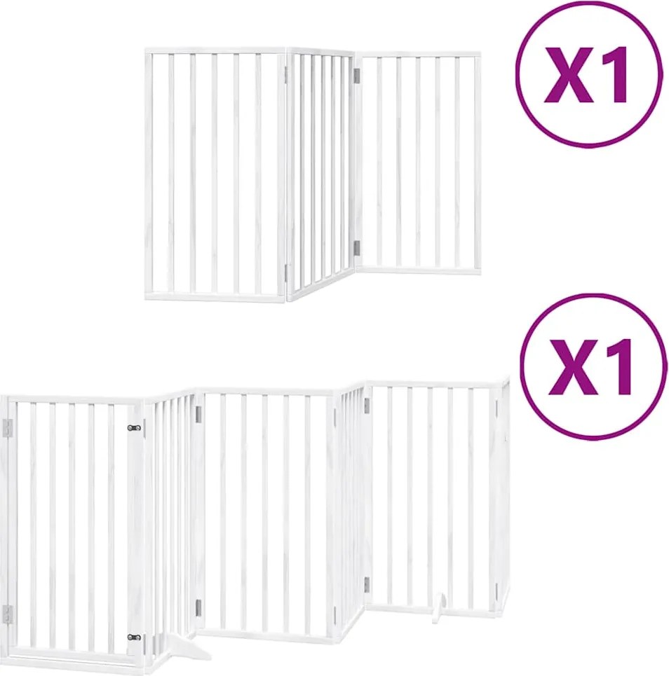 vidaXL fehér nyárfa 9 paneles összecsukható kutyakapu ajtóval 450 cm