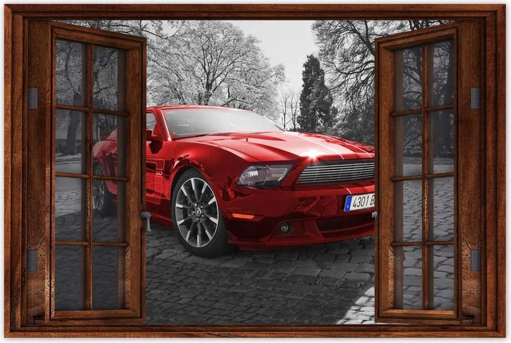 Poszter 90x60 Piros Ford Mustang Usa