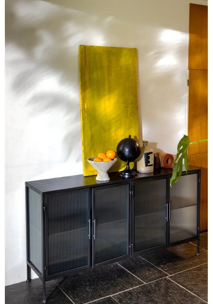 Fekete fém tálalószekrény 150x80 cm Boli – Dutchbone