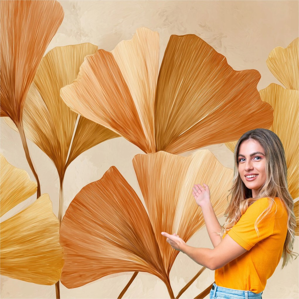 Fotótapéta Nappali Hálószoba Ginkgo biloba levelek Natura Boho 588x280 MILLIÓ15W
