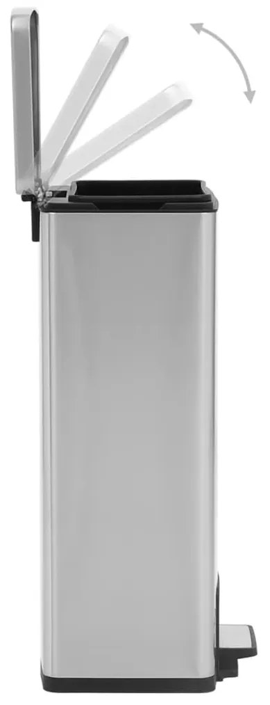 ezüst ujjlenyomat-mentes rozsdamentes-acél pedálos kuka 30L