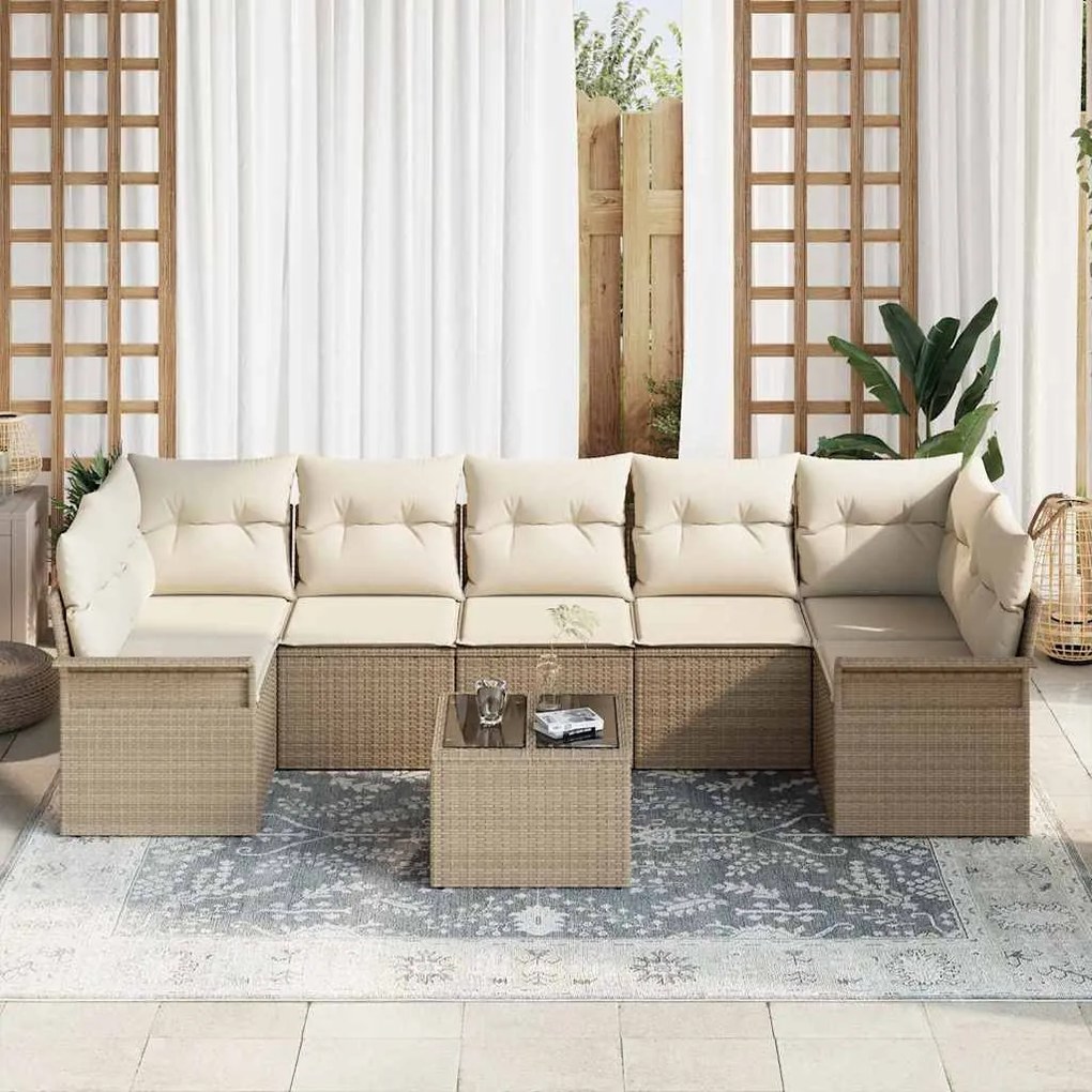 Kerti Kanapé Szett párnával 8 pcs Beige, Krém 55 x 55 x 37 cm