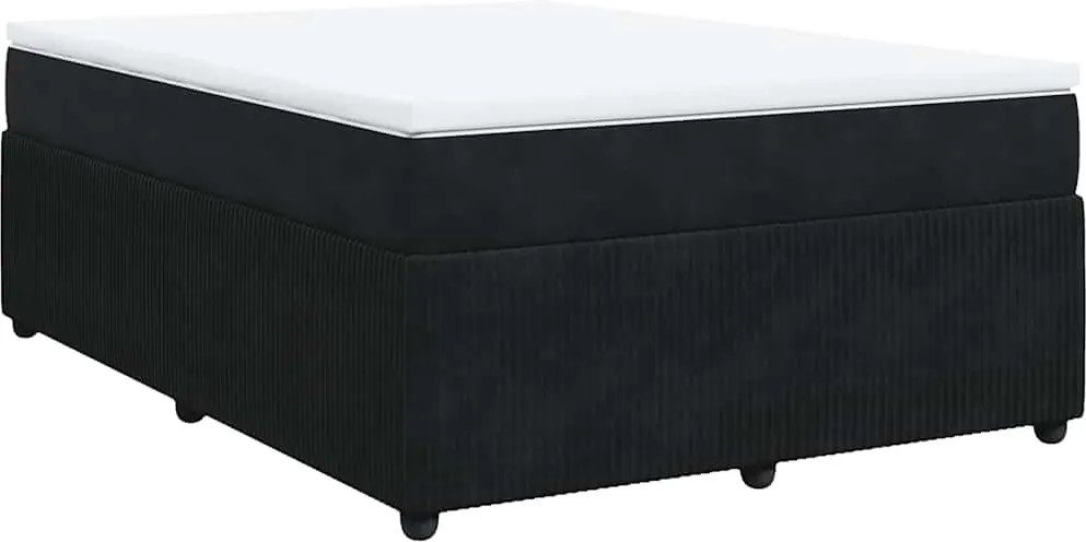 vidaXL fekete bársony rugós ágy matraccal 140 x 190 cm