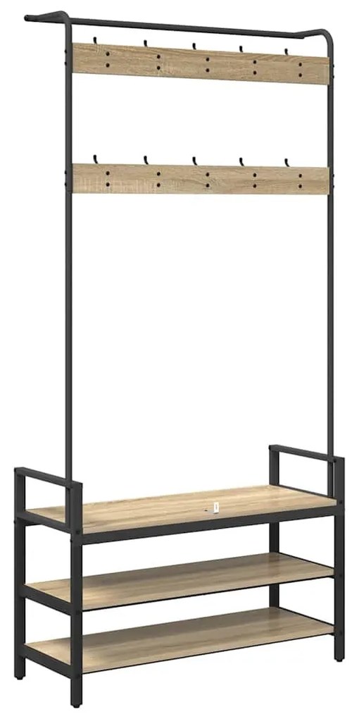 Kabáthorog polcokkal sonoma tölgy 95 x 34 x 184 cm Faanyag
