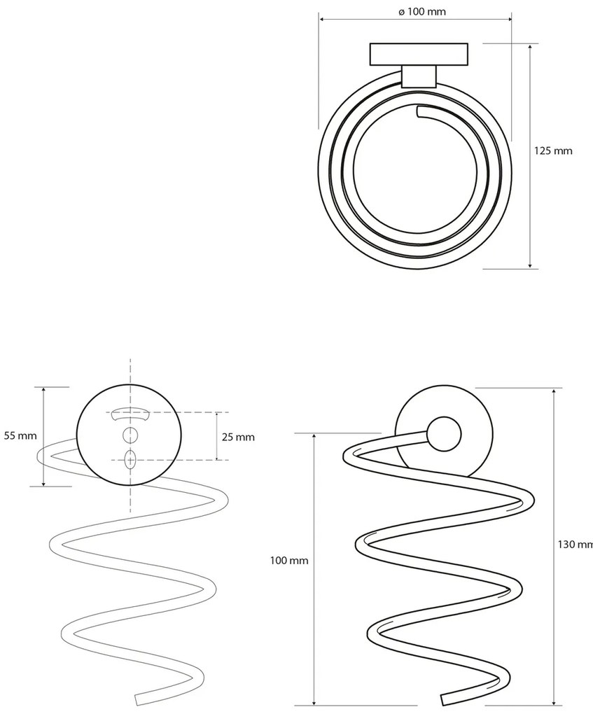 SAPHO XR002 X-Round hajszárító tartó, spirál,ezüst
