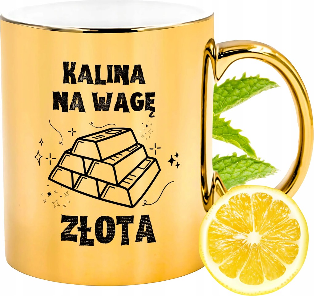 Prémium Arany Csillogó Bögre Kalina Ajándék Nyomtatott Fotóval