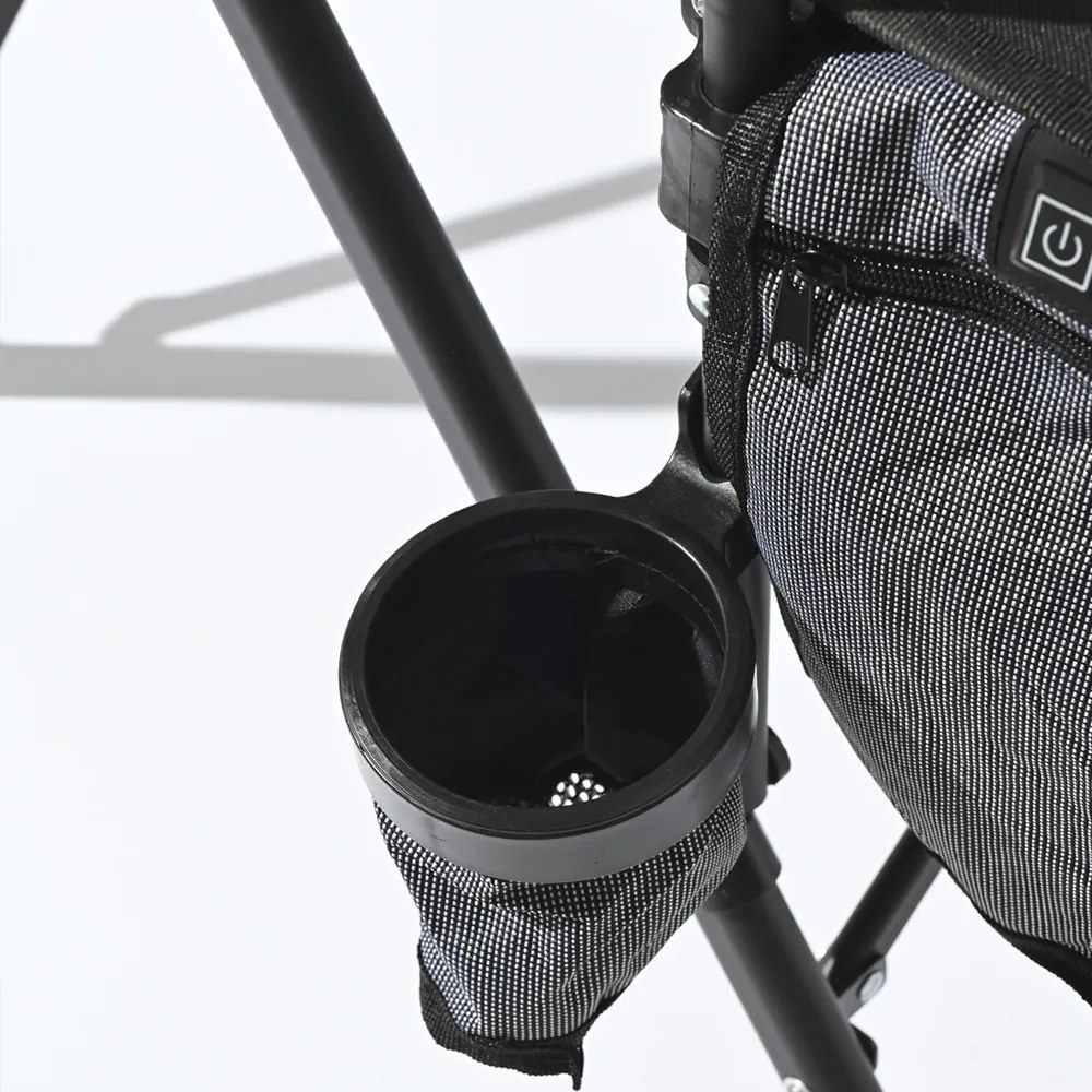 Leziter Premium fűthető karfás horgász szék pohártartóval szürke