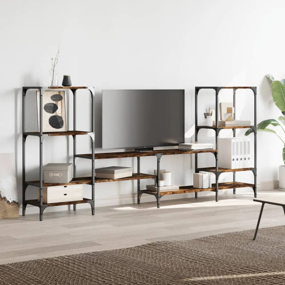 füstös tölgy színű szerelt fa TV-szekrény 206,5 x 28,5 x 95 cm