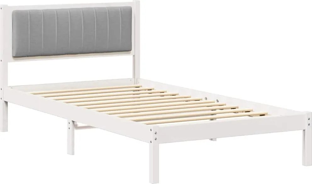 vidaXL Ágykeret Kárpitozott Fejtámlával Világosszürke 100 x 200 cm