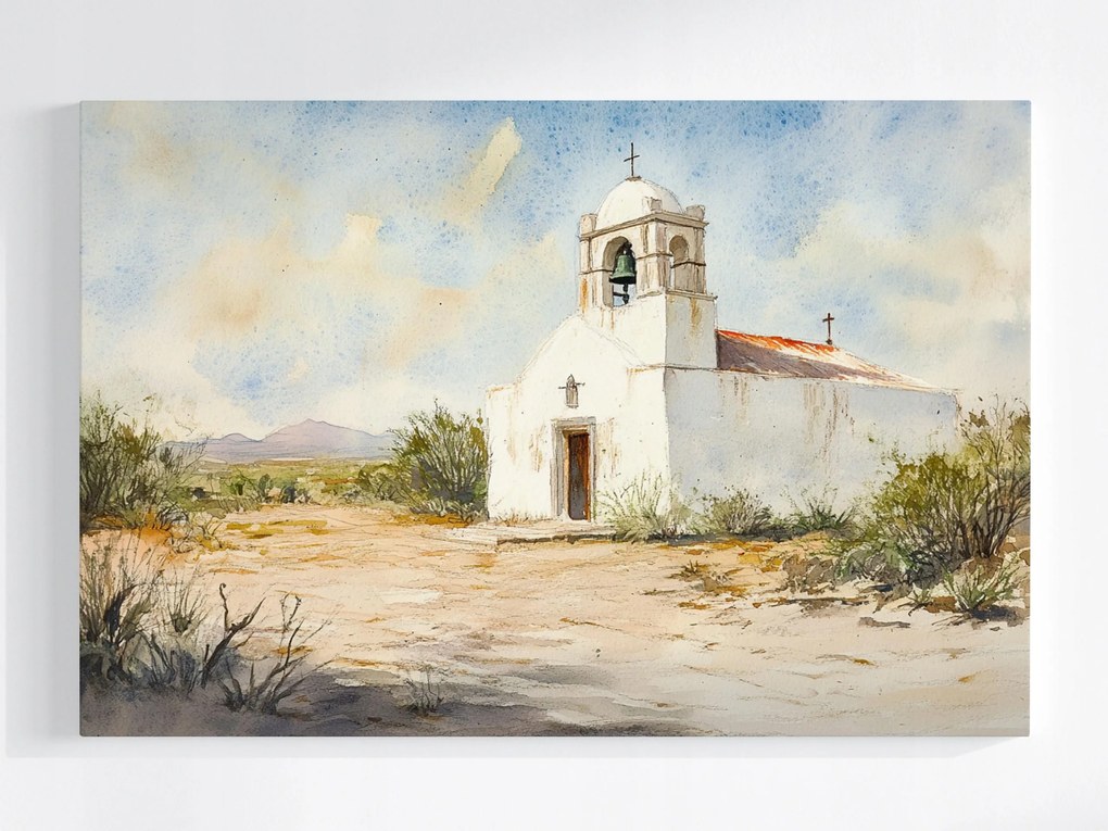 Vászonkép Canvas Tájkép Sivatag Mexikó Templom Kápolna Kilátás 60x40