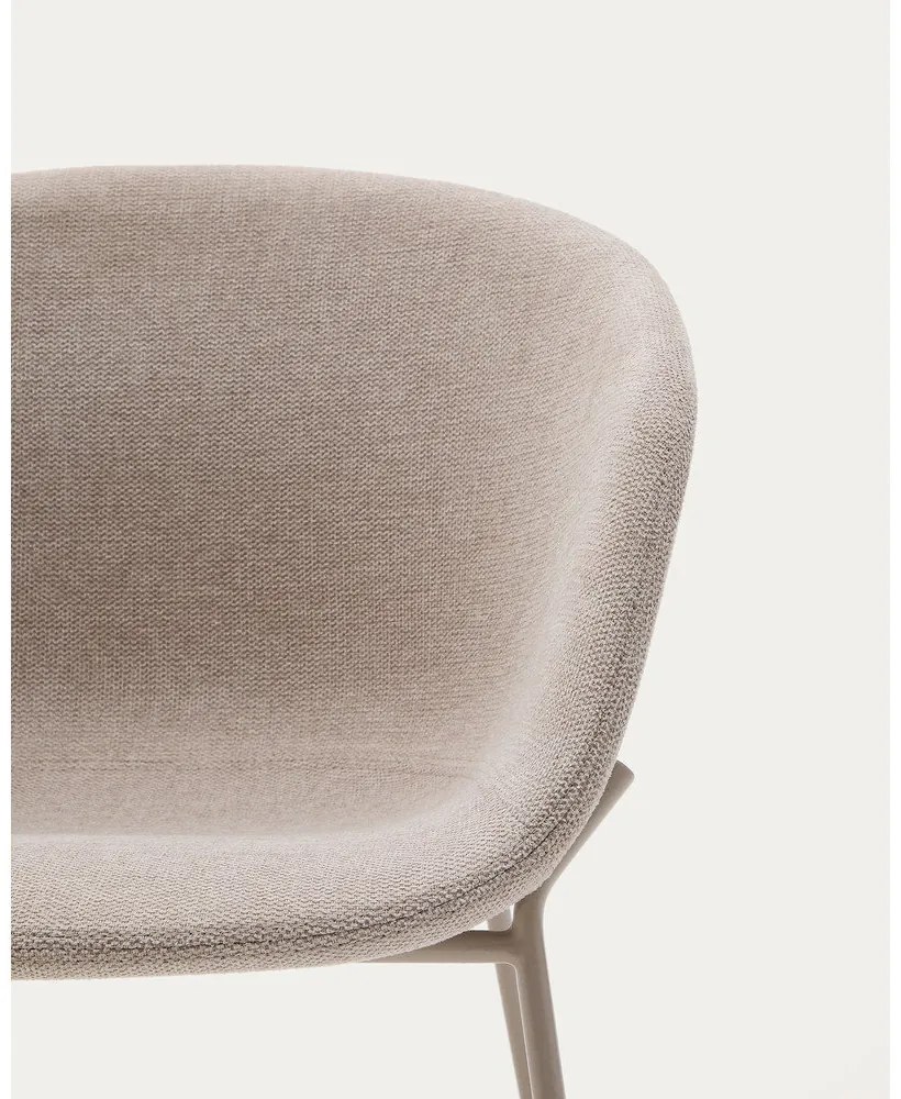 Bézs kárpitozott karfás étkezőfotel Yvette – Kave Home