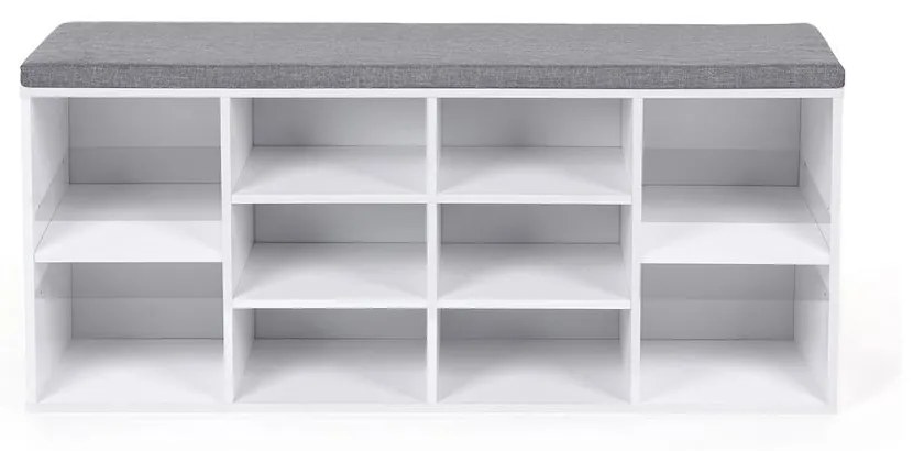 Cipőtároló pad két tároló szinttel, fehér 104x30x48cm