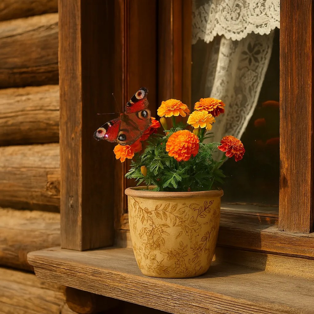 Kerámia virágtartó Flores retro, 14 x 13 cm, 14 cm
