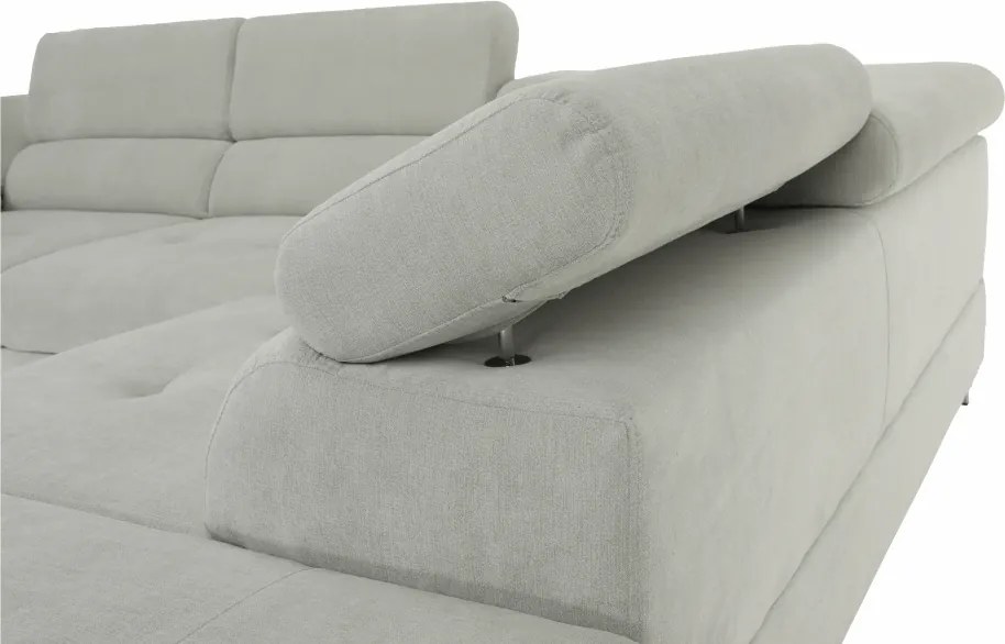 Ülőgarnitúra tárolóhellyel, világosszürke, szövet, jobbos, BUTON R