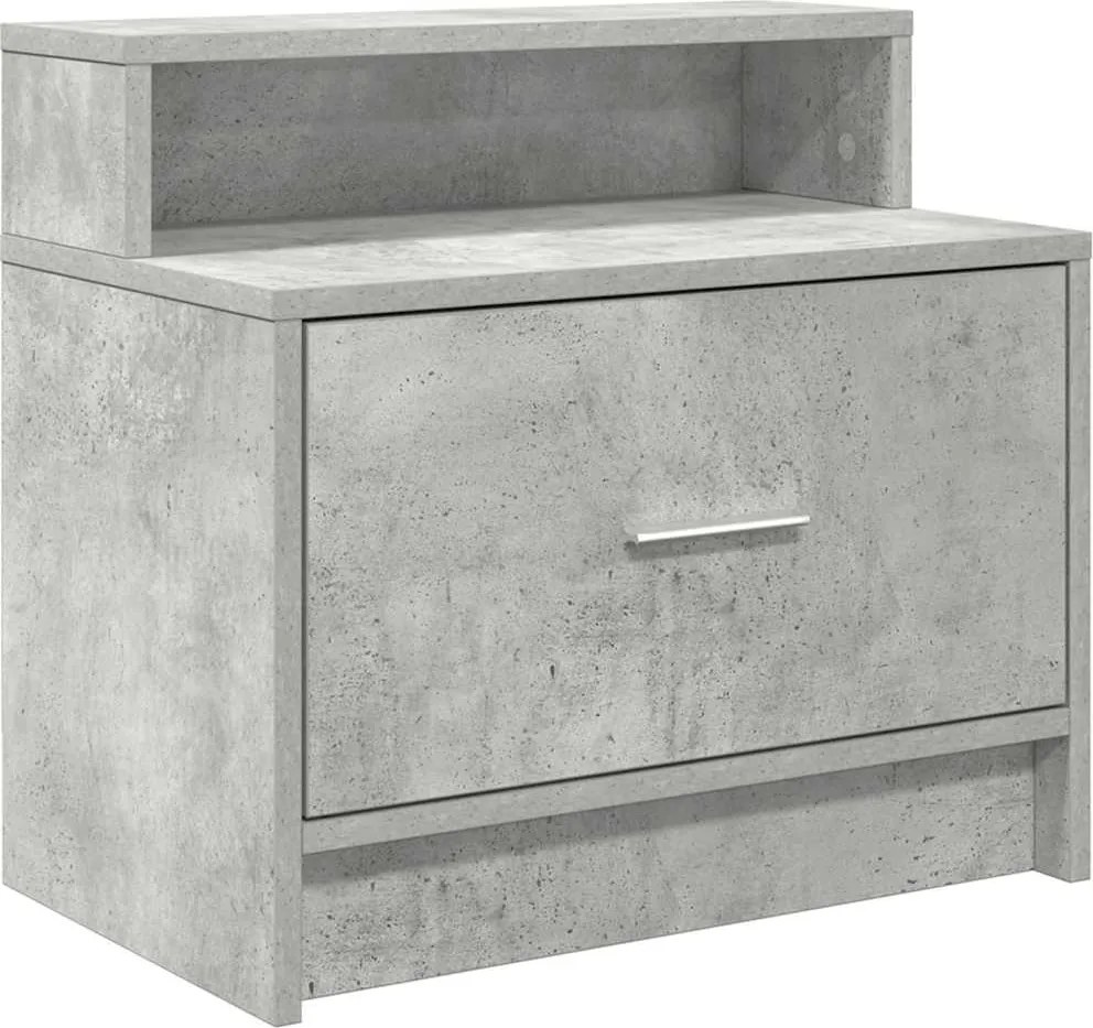 vidaXL betonszürke éjjeliszekrény fiókkal 51 x 31 x 47 cm