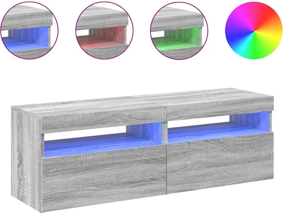 vidaXL 2 db szürke sonoma színű TV-szekrény LED-ekkel 60 x 35 x 40 cm