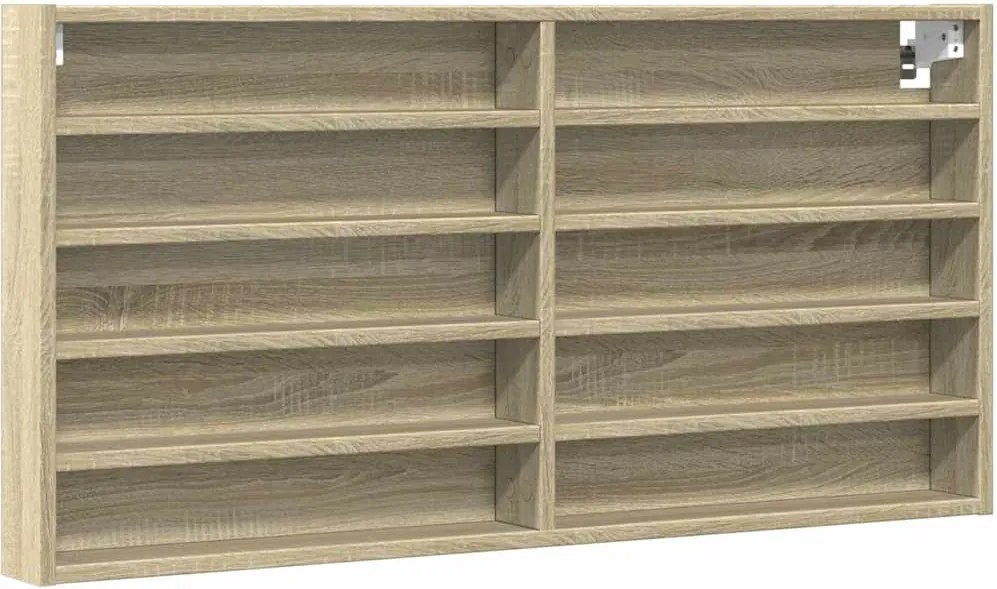 vidaXL sonoma tölgy színű szerelt fa vitrinszekrény 100 x 8,5 x 50 cm