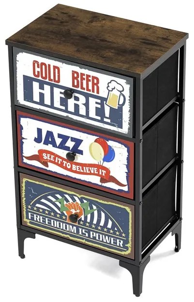 Többszínű MDF Komód 45×30×77 cm. AUK-W2001 BK