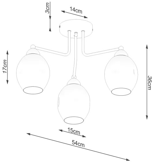 Sollux SL.1144 - Csillár rúdon FILLAN 3xE27/60W/230V fekete