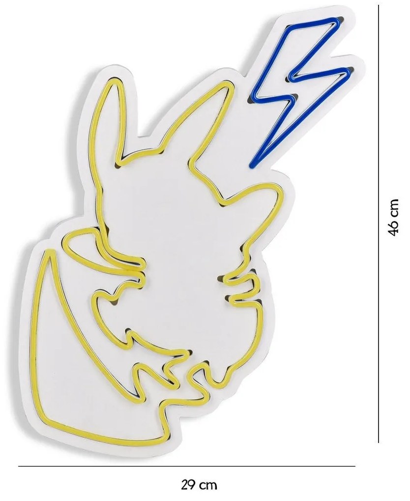 Műanyag LED-es fali dekoráció, Pikachu - Sárga Blue