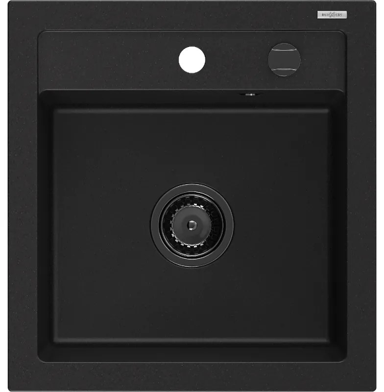 Mexen Vito 1-medencés gránit mosogató 520 x 490 mm, Fekete, szifon Fekete - 6503521000-77-B