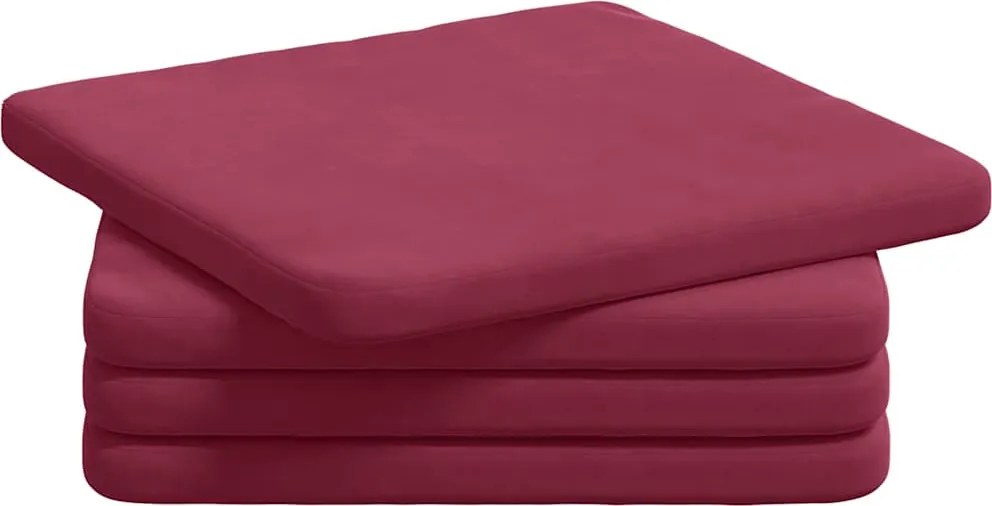 vidaXL Ülőpárnák 4 pcs Bordó 40 x 40 x 3 cm Bársony