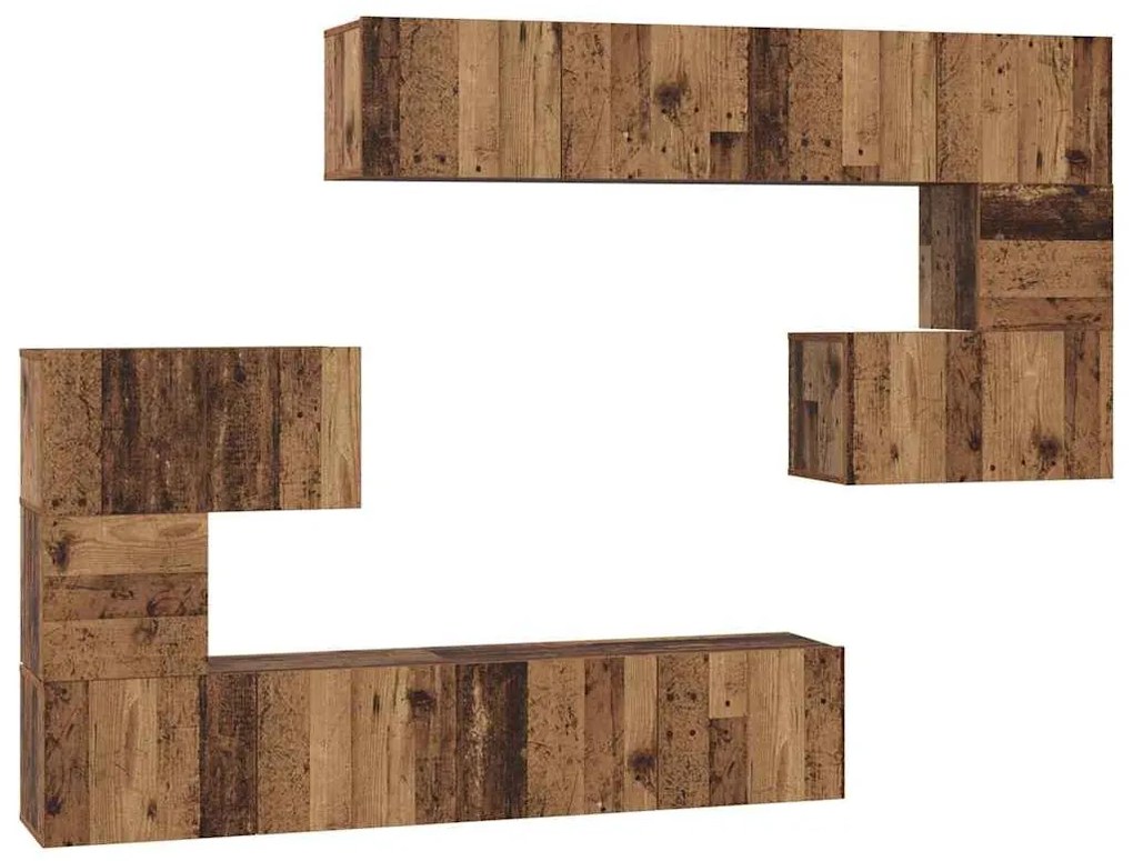 TV szekrény garnitúra 8 pcs Régi fa 80 x 30 x 30 cm Faanyag
