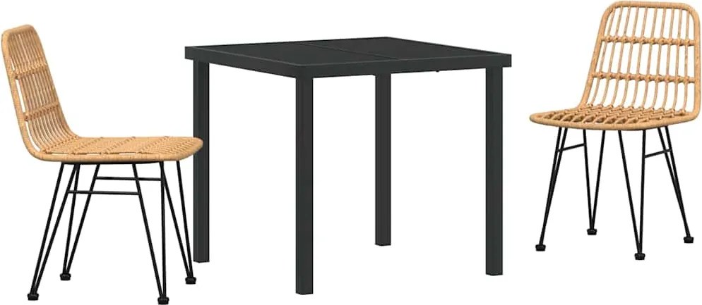 vidaXL Kert étkező szett 3 pcs Barna Porszórt acél