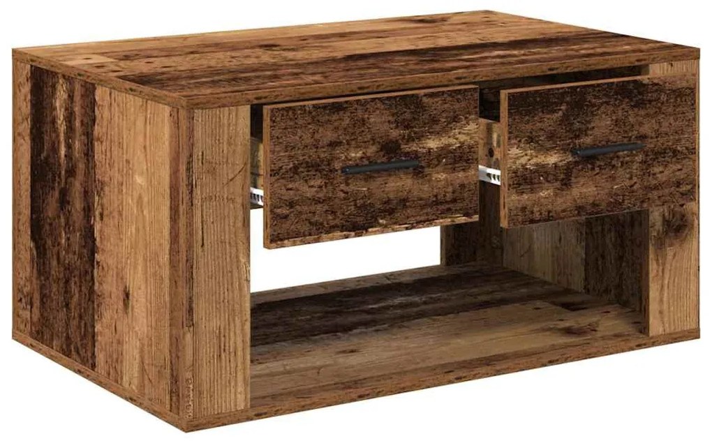 vidaXL Dohányzóasztal fiókkal Öreg fa 80 x 50 x 40 cm Faanyag