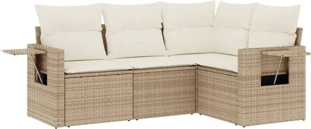 vidaXL 4 részes bézs polyrattan kerti ülőgarnitúra párnákkal