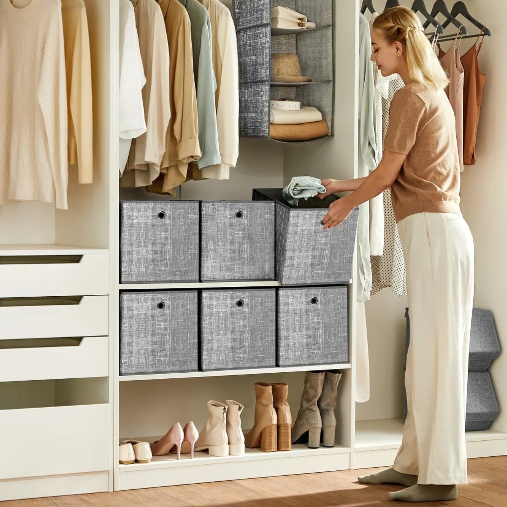 GARY tárolódoboz, 6 db, 30x30x30cm, szürke SongmicsHome