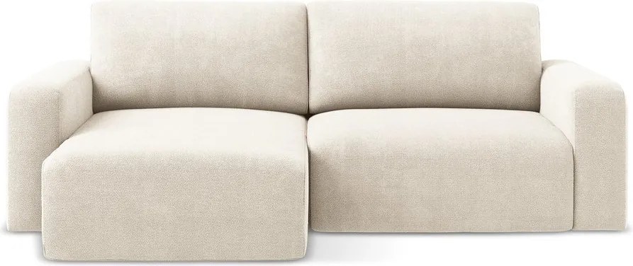 Krémszínű zsenília kinyitható-tárolóhelyes sarokkanapé (bal oldali-heverő résszel) Kona – Makamii