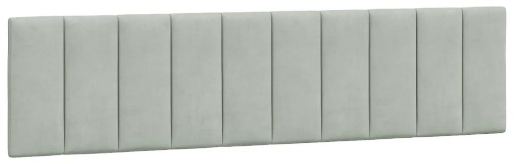 világosszürke bársony ágykeret LED-világítással 200 x 200 cm