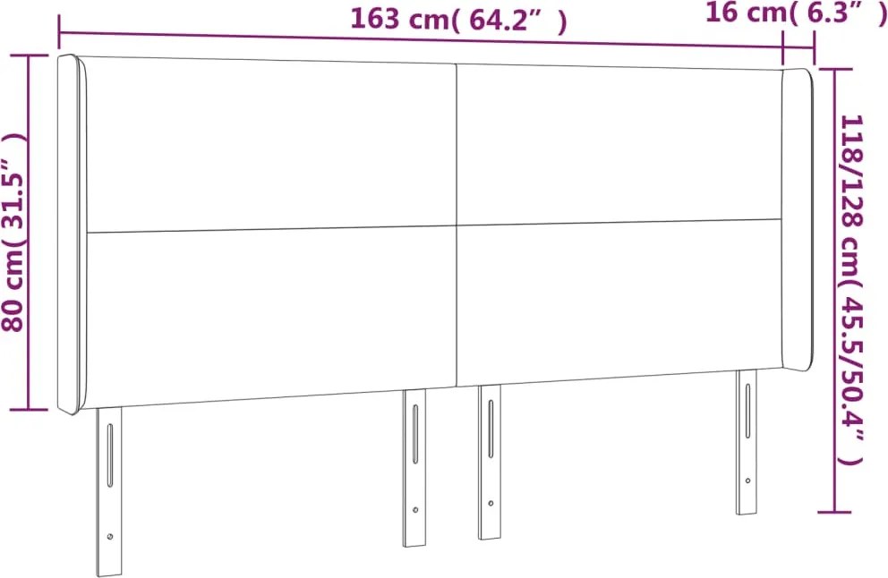 sötétbarna szövet fejtámla szárnyakkal 163x16x118/128 cm