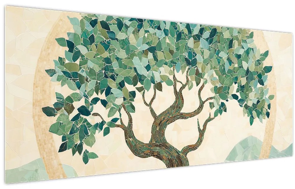 Kép – Elegáns mozaik fával (120x50 cm)