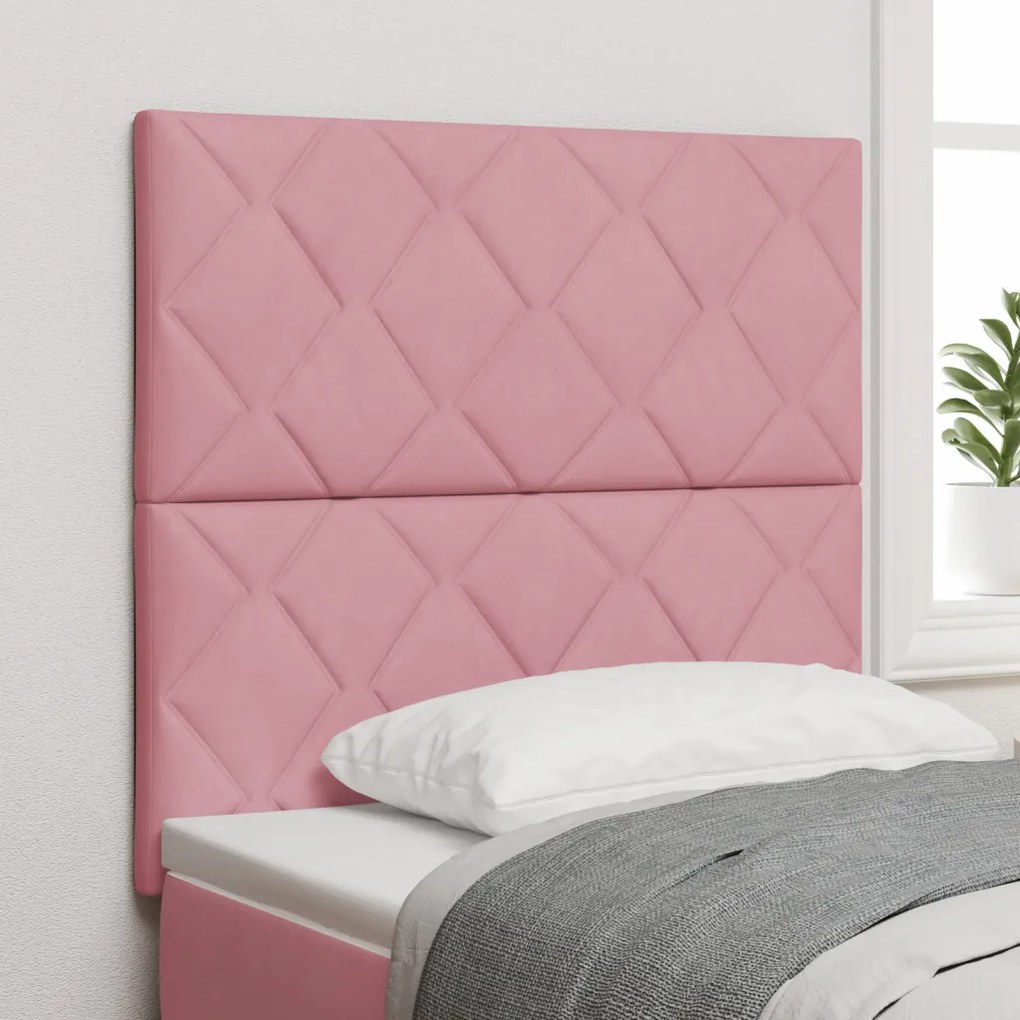 LED Fejtámla Gyémánt Blokk Mintával Rózsaszín 90 cm Velúr