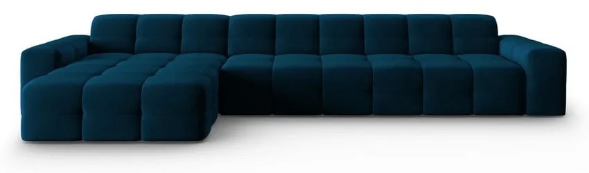 Sötétkék bársony sarokkanapé (bal oldali) Kendal – Micadoni Home