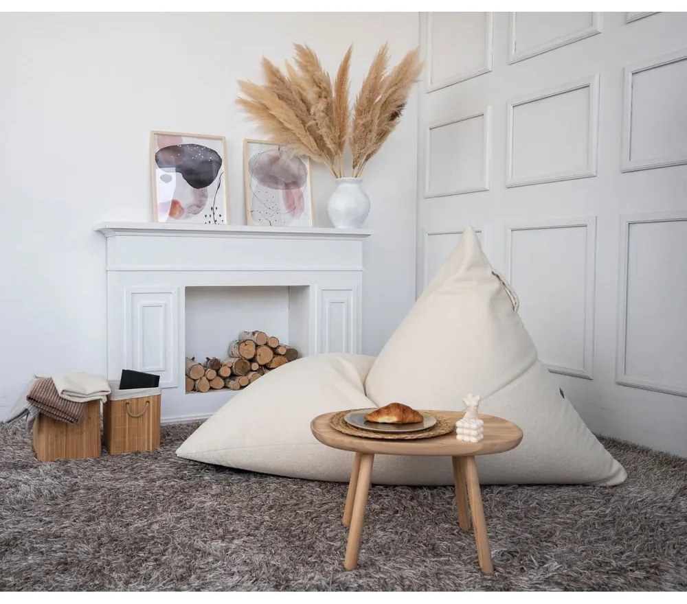 Krémszínű buklé babzsákfotel Razzmatazz – SLOWDOWN