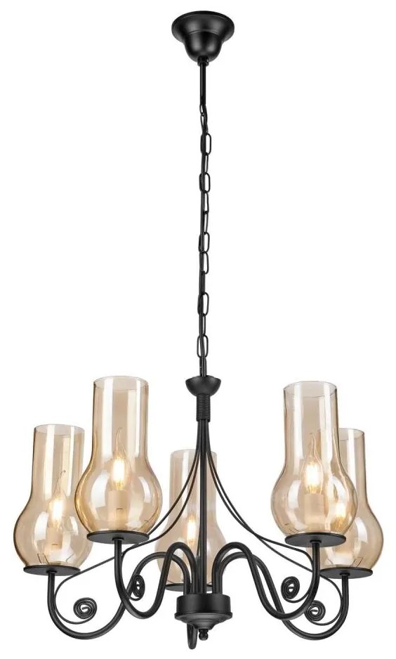 Brilagi Brilagi - LED Csillár láncon COTTAGE 5xE14/40W/230V fekete/barna BG1516A