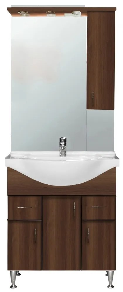 Bianca Plus 75 komplett fürdőszobabútor, aida dió színben, jobbos nyitási irány