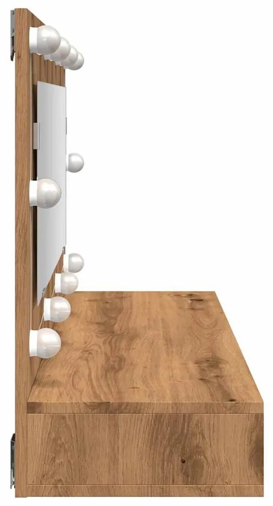 Artisan tölgyfa tükrös szekrény LED-del 90x31,5x62 cm