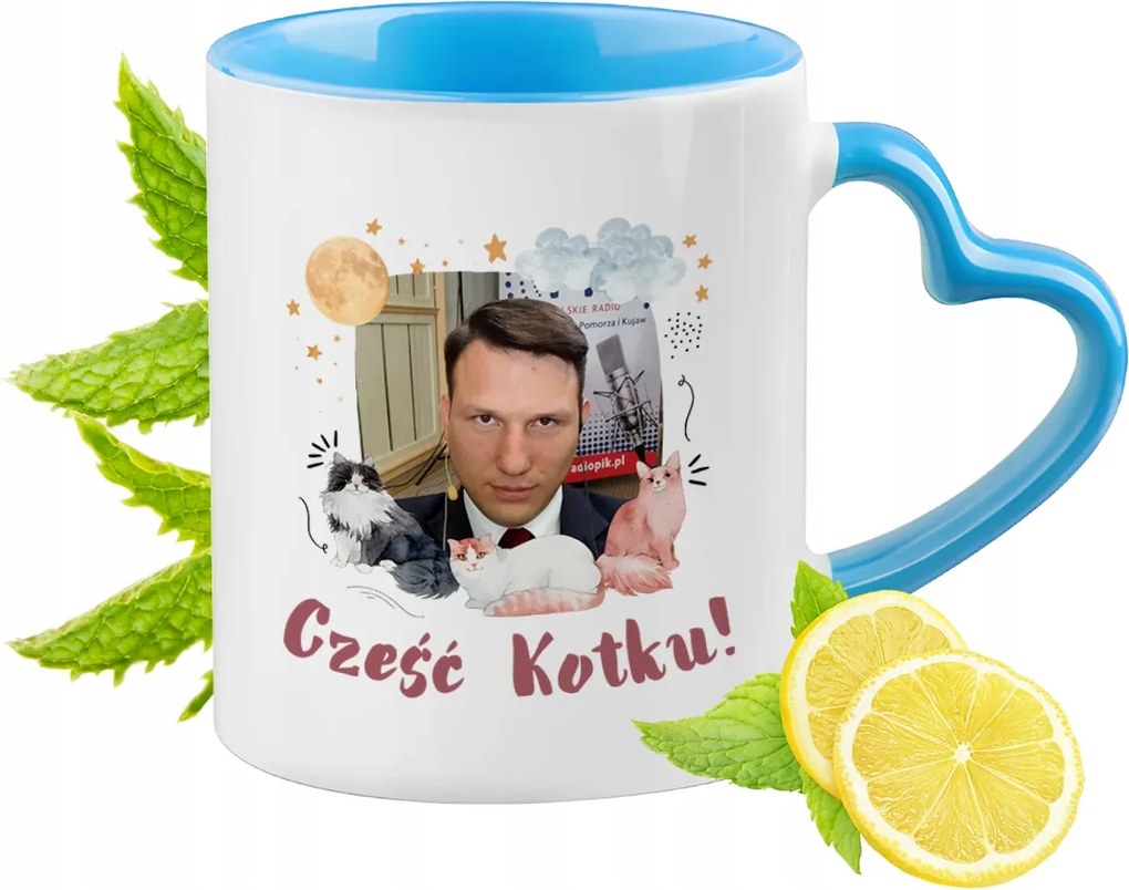 Sławomir Mentzen Kék Bögre Szív Alakú Füllel Ajándék