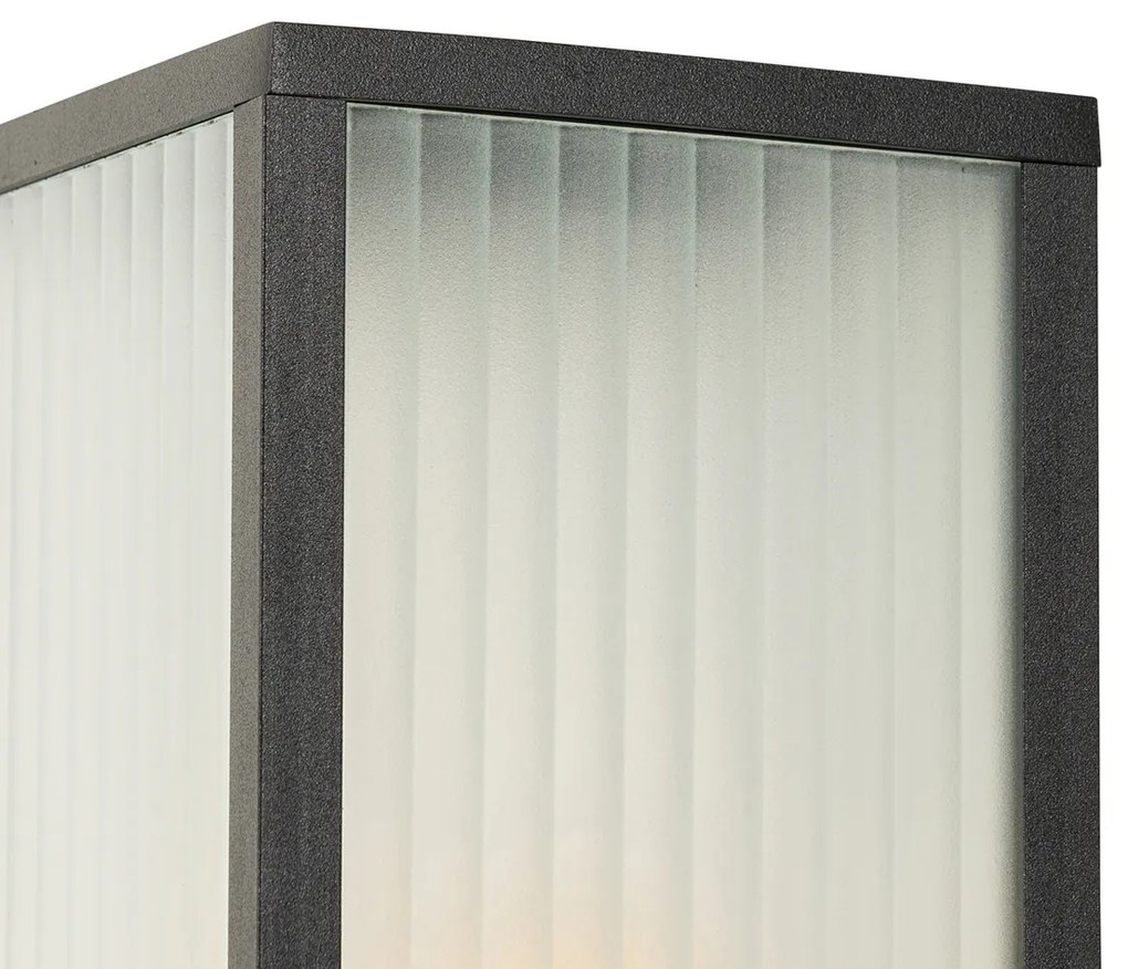 Okos kültéri állólámpa fekete bordázott üveggel 80 cm WiFi A60-nal - Charlois