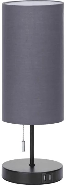 Aigostar - Asztali lámpa USB porttal 1xE27/40W/230V fekete