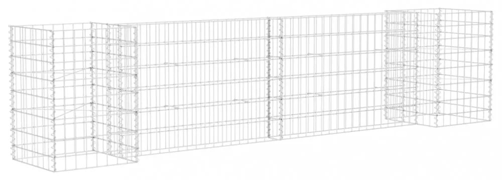 H alakú acéldrót virágtartó gabion 260 x 40 x 60 cm